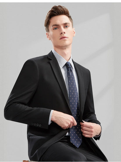 Men's Slim Fit Suit Blazer and Pants Set for Business Formal and Wedding Occasions