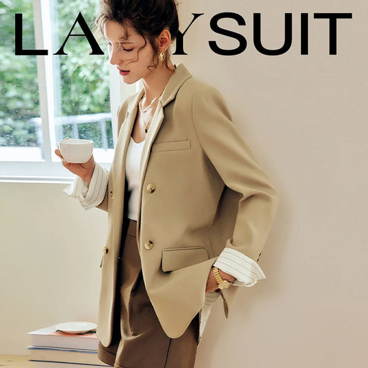 Women French Khaki Patchwork Suit Jacket 2026 autumn new in Fads Fake Two-Piece Set Casual Office Chic Jackets O22QW59282