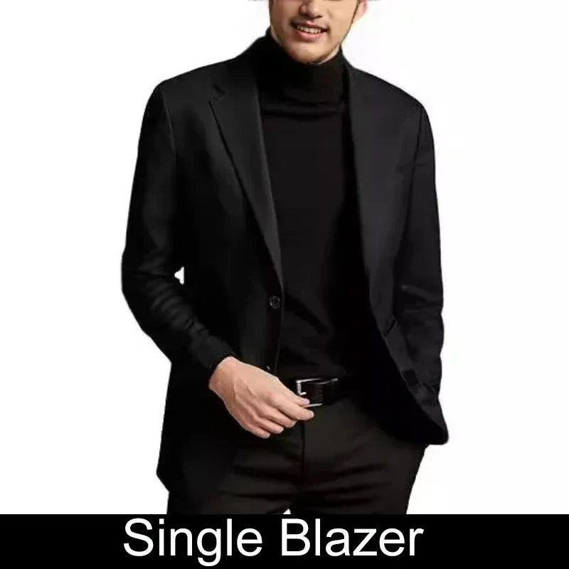 KIDWHXR Men Suit Coat Simple Solid Long Sleeve Male Blazer Turn Down Collar Casual Comfortable Business Casual Man Outerwear