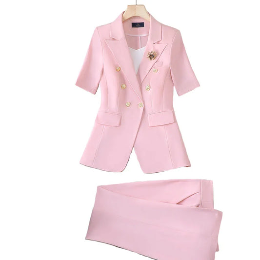 Summer Elegant Styles Professional Women Business Suits with Skirt and Tops Professional Office Work Wear Career Outfits Set