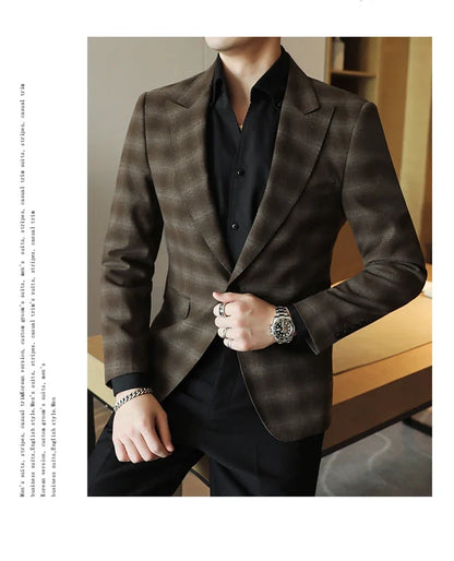 Men's Slim Fit Army Green Casual Blazer – Single Breasted Smart Casual Suit Jacket