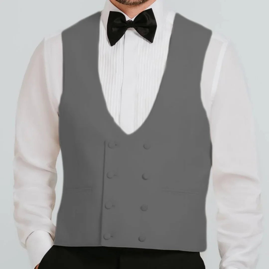 Men's Formal Vest Double Breasted V-Neck Waistcoat for Weddings & Special Occasions – Beige