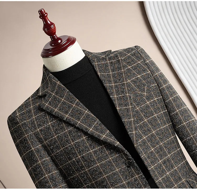 Men's Blazer Single Breasted Casual Business Jacket — Black & Coffee Brown