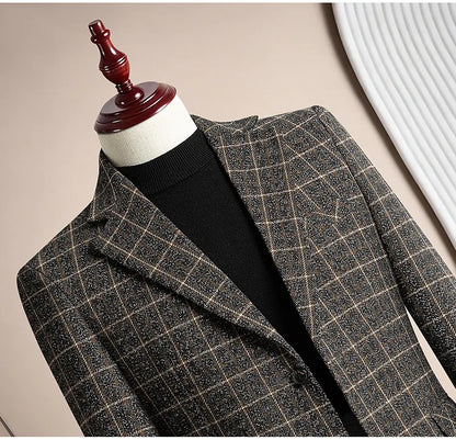 Men's Blazer Single Breasted Casual Business Jacket — Black & Coffee Brown