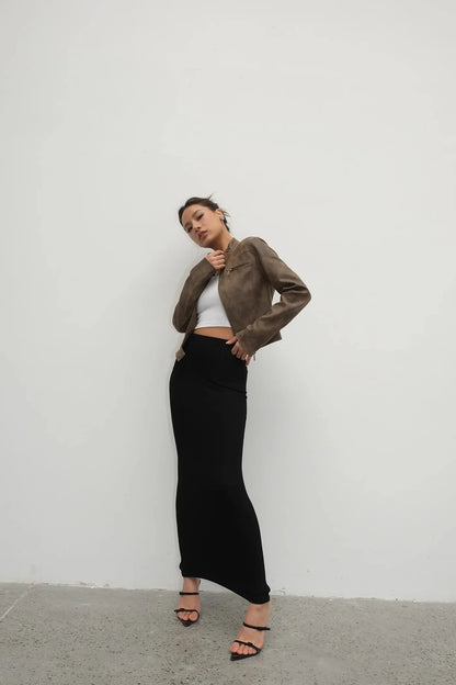 Women's Brown Leather Coat Vintage Y2k Gyaru Fashion Moto Outfit Stand Collar PU Cropped Jacket Top for Women Autumn Winter 2026