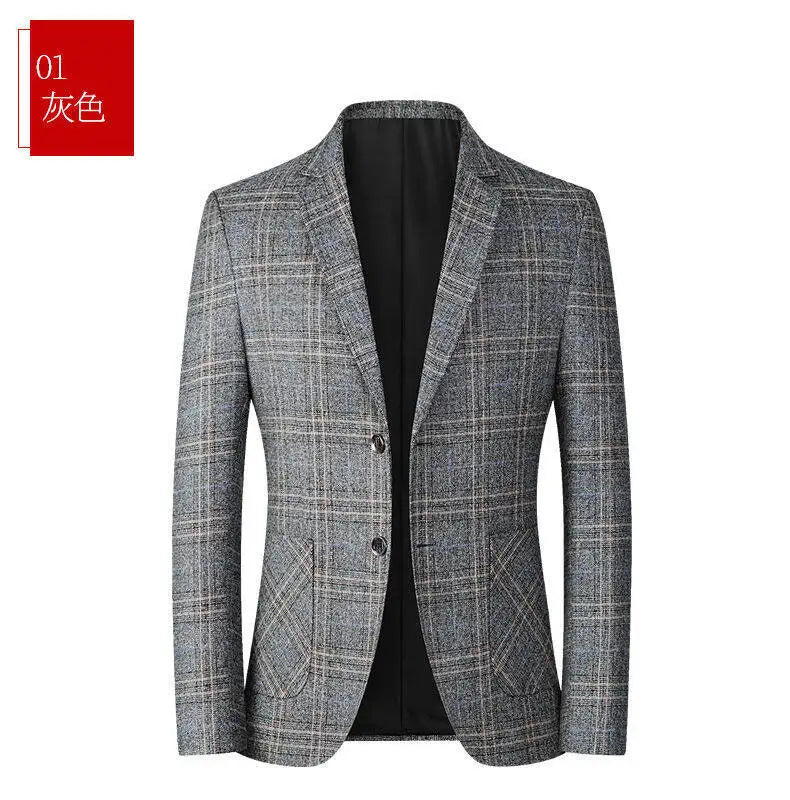 Blazer Men's Fashionable High-end Business-oriented Outdoor Gentleman's Trendy Checked Casual Wear for Hosting Weddings Blazer
