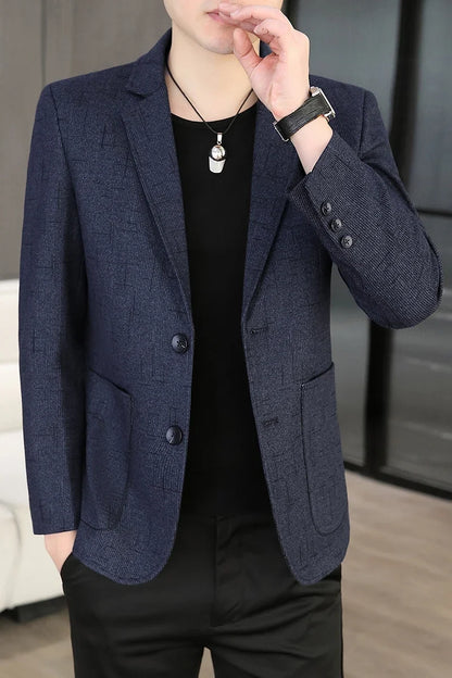 Blazer Men's Fashion Business Outdoor Travel Solid Color Trendy Wedding Youth Slimming Versatile Casual High Formal Wear Blazer