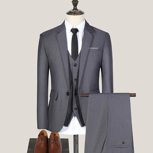 Men's Formal Suit – Single Breasted, Solid Color, Smart Casual & Wedding Style