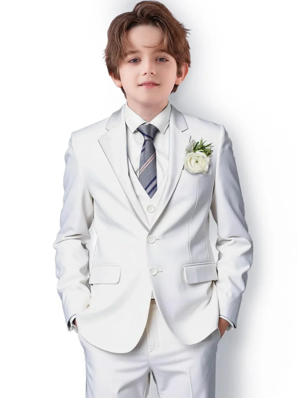 New Boys Slim Fit Suits 3 Pieces For Birthday Party Notched Lapel Kids Formal Suit Set Wedding Ring Bearer Outfit 2-20T