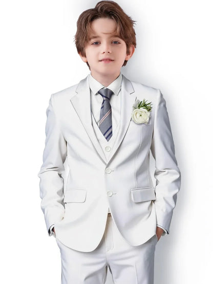 New Boys Slim Fit Suits 3 Pieces For Birthday Party Notched Lapel Kids Formal Suit Set Wedding Ring Bearer Outfit 2-20T