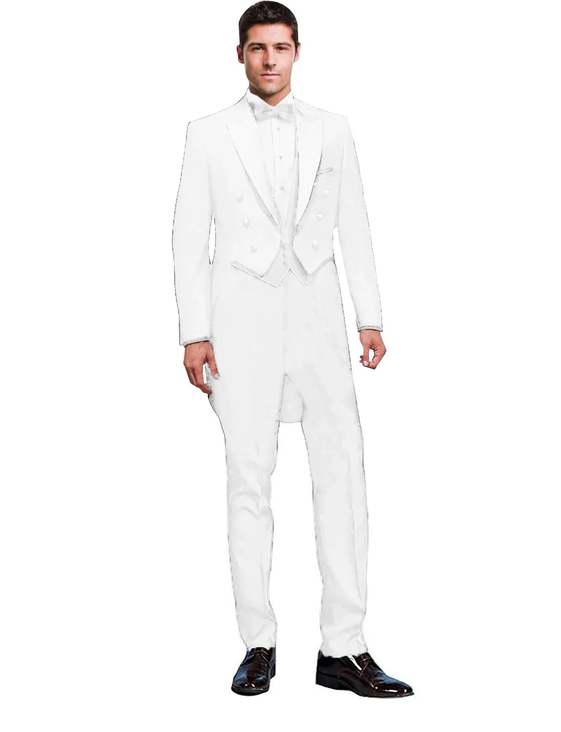 Costume 3 Pièces Solide pour Homme, Smoking de Mariage, Blazer Long, Garçon d'Honneur, Bal de Promo, Costume Masculin Tendance (Veste+Gilet+Pantalon)