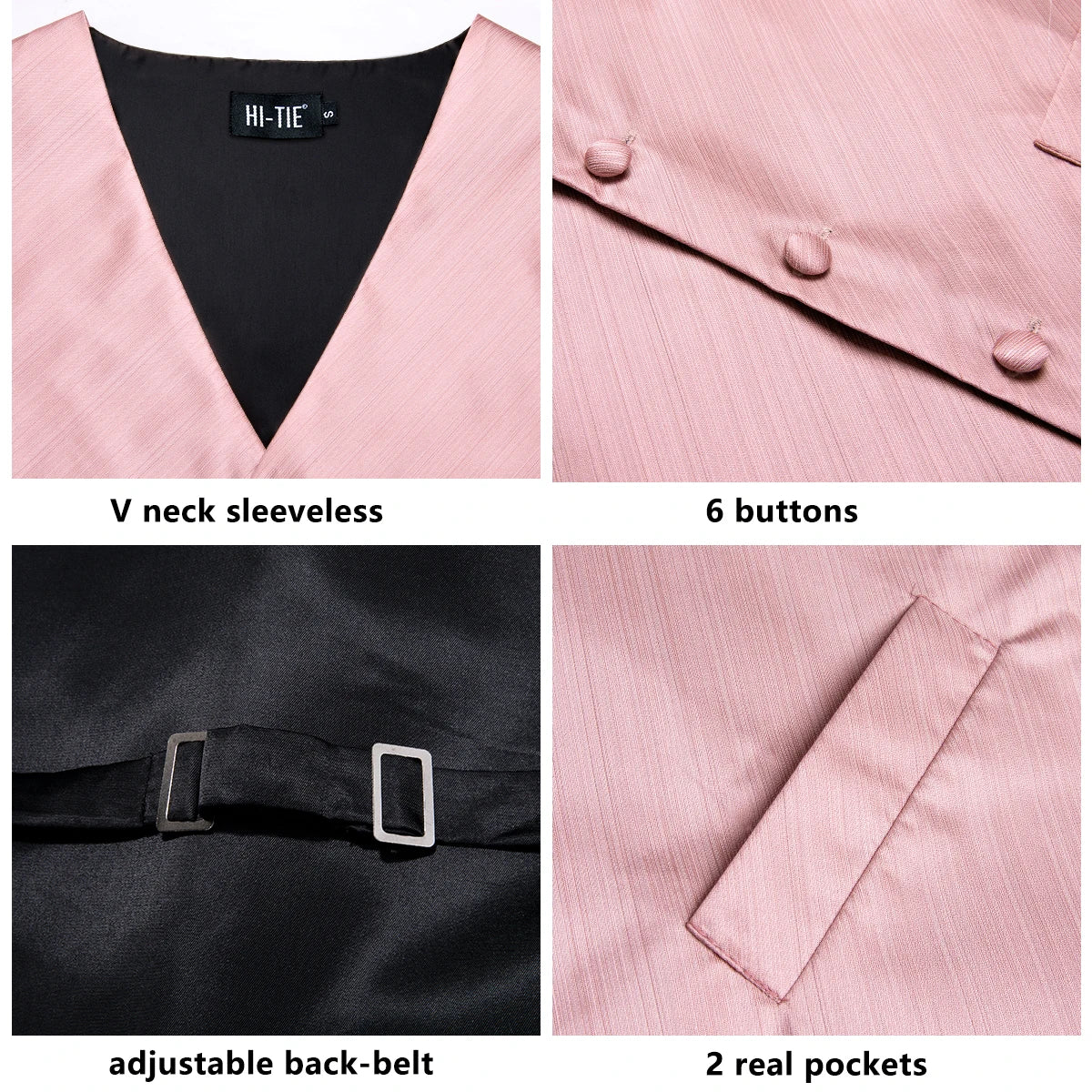 Men's Suit Vest Set – Broadcloth Waistcoat with Tie, Bowtie, Hanky & Cufflinks for Weddings & Office