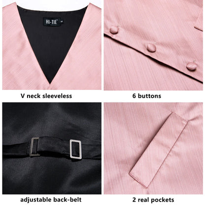 Men's Suit Vest Set – Broadcloth Waistcoat with Tie, Bowtie, Hanky & Cufflinks for Weddings & Office