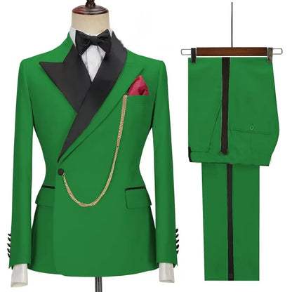 Slim Fit Monochromatic Terno De Trespassado for Men Jacket And Pants Wedding Groomsmen Formal Ternos Dinner Smalking Suit