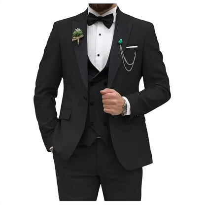 Costumes de mariage 3 pièces pour hommes, smoking de marié formel, coupe ajustée, décontracté, blazer à double boutonnage, gilet et pantalon pour fête