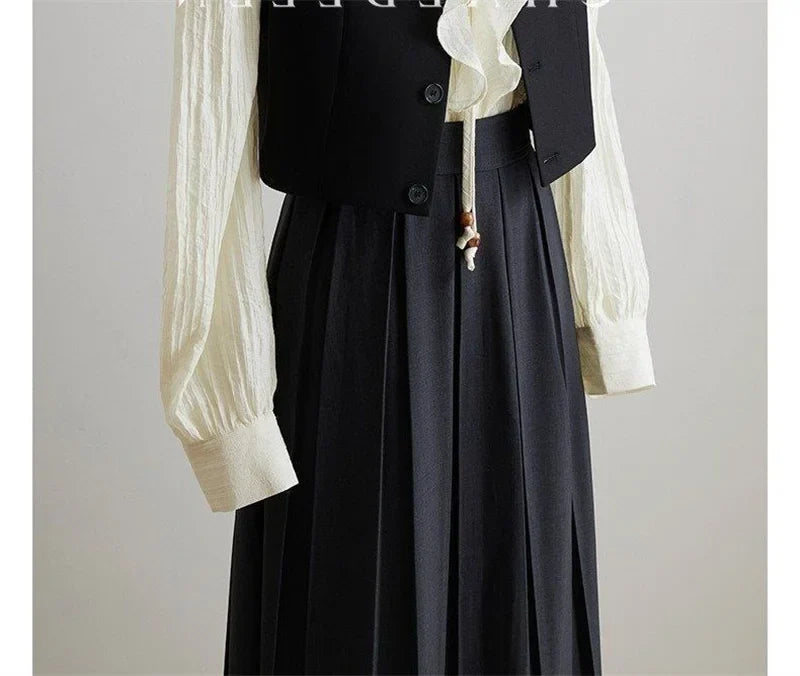 Women Fashion Leisure V-neck Lined Waistcoat Korean Female Short Suit Sleeveless Spring Autumn Lady Solid Color Blazer Vest Tops