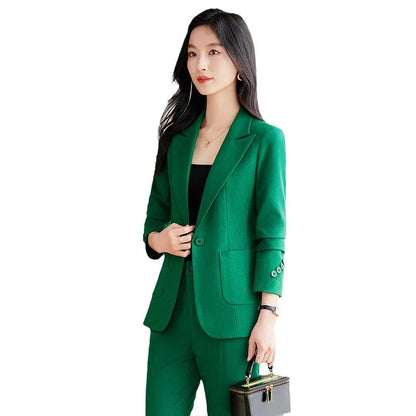 Brown Suits Women 2024 New Autumn High End Fashion Temperament Business Slim Blazer And Pants Sets Office Lady Work Wear