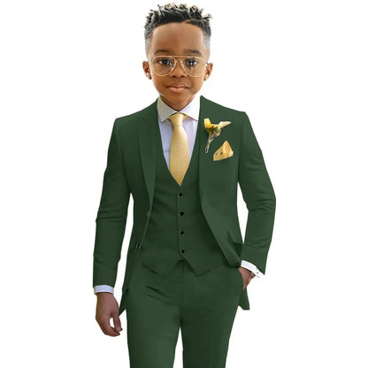 Formal Boys Suits Wedding Tuxedo 3 Pieces 2-20T Kids Slim Fit Jacket Vest Pants Birthday Party Sets School Performance Outfit