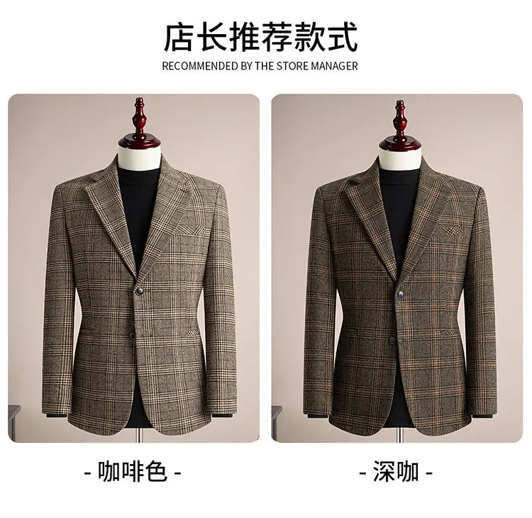 High Qualitys 50% Woolen Men's Suit Jacket Autumn Winter Thicken Warm Business Slim Fit Casual Wedding Groom Coats Tailcoat