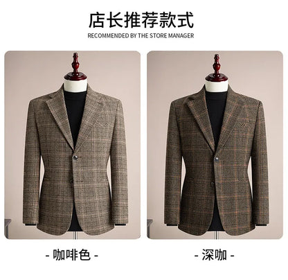 High Qualitys 50% Woolen Men's Suit Jacket Autumn Winter Thicken Warm Business Slim Fit Casual Wedding Groom Coats Tailcoat