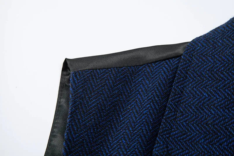 Men's Waistcoat Herringbone Tweed Slim Fit Wool Blend Formal Vest for Wedding