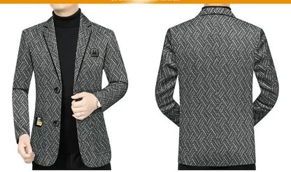 Blazer Men's Fashionable Business Banquet Dance Singer Striped Fitted Casual Trendy Wedding Banquet Dress Performance Blazer