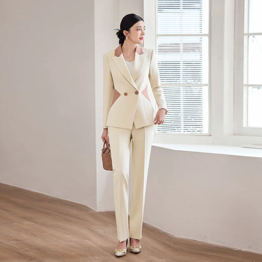 Fashionable professional women's attire, exquisite elegant two-piece pant + suit jacket. 2025 autumn winter new styles