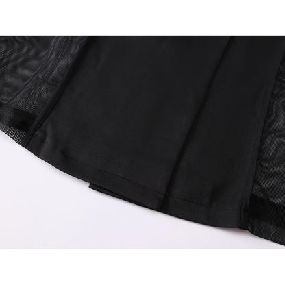 Women's Black Gothic Mesh Patchwork Blazer Coat Vintage Streetwear Harajuku Emo 2000s Suit Jacket Long Sleeve Outerwear Clothes