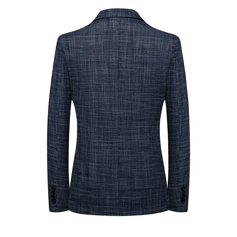KIDWHXR Men Suit Coat Slim Plaid Turn Down Collar Male Blazer British Style Single-breasted Business Casual Man Outerwear