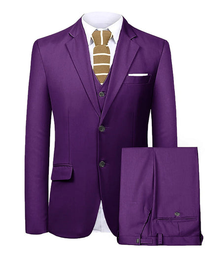 Men's 3 Pieces Suit Two Buttons Notch Lapel Jacket Waistcoat and Trousers Dinner Wedding Tuxedos Slim Fit Formal Business Suits