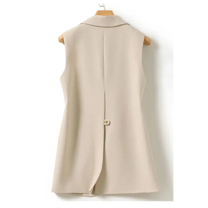 New Fashion Korean Women Vest Spring Autumn Suit Vest Sleeveless Jacket Cardigan Slim Fit Waistcoat High Quality Office Clothing