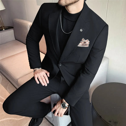 High Quality Suit Set for Men 2 Pieces (Blazer+Trouser) Office Work Party Prom Wedding Groom Business Formal Casual Suits M-5xl