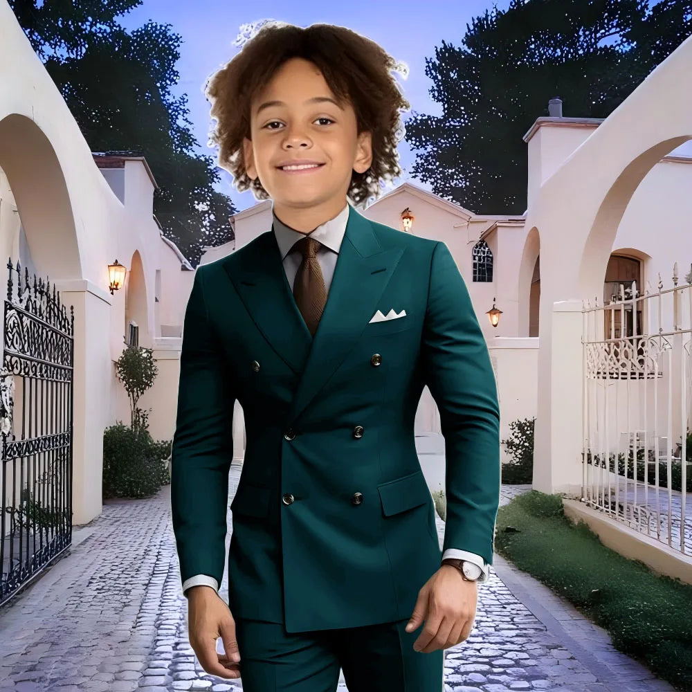Fashion Light Grey Boy Suit Wedding Tuxedo Double Breasted Formal Child Jacket 2 Piece Blazer Pants costume enfant garçon