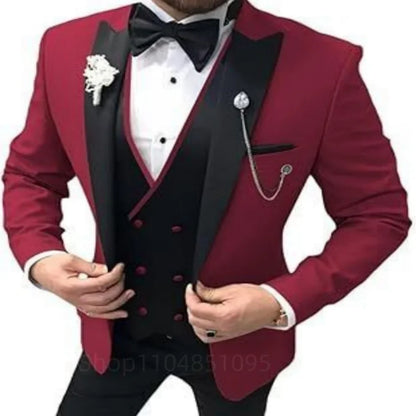 3-Piece Suit for Men – Single Breasted Casual Jacket, Vest & Pants Set