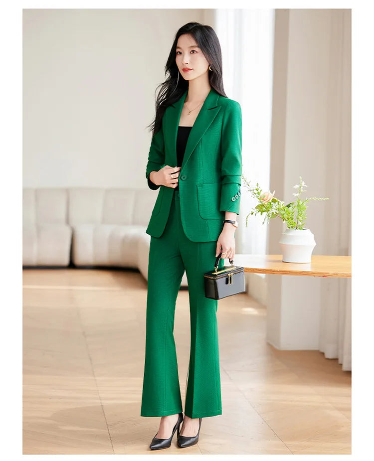 Brown Suits Women 2024 New Autumn High End Fashion Temperament Business Slim Blazer And Pants Sets Office Lady Work Wear