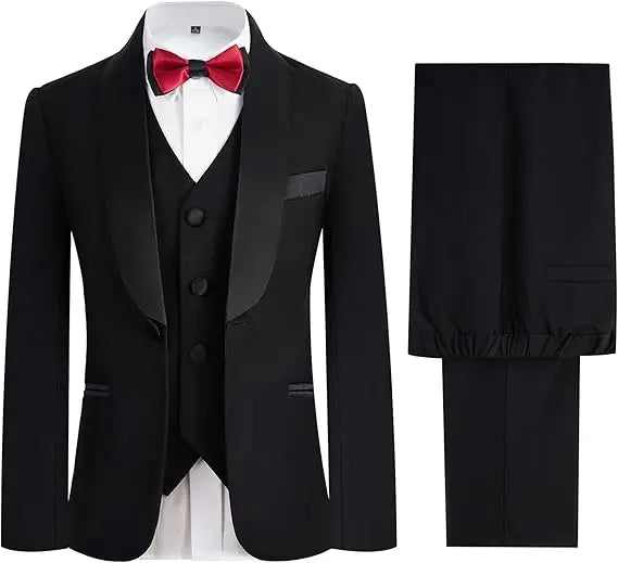 4Pieces/Set Jacket Vest Pants Bowtie Child White Piano Violin Dress Gentleman Kids Slim Prom Suit Boys Dance Performance Costume