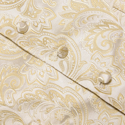 Men's Suit Vest Set – Floral Waistcoat with Tie, Hanky & Cufflinks for Weddings & Formal Events