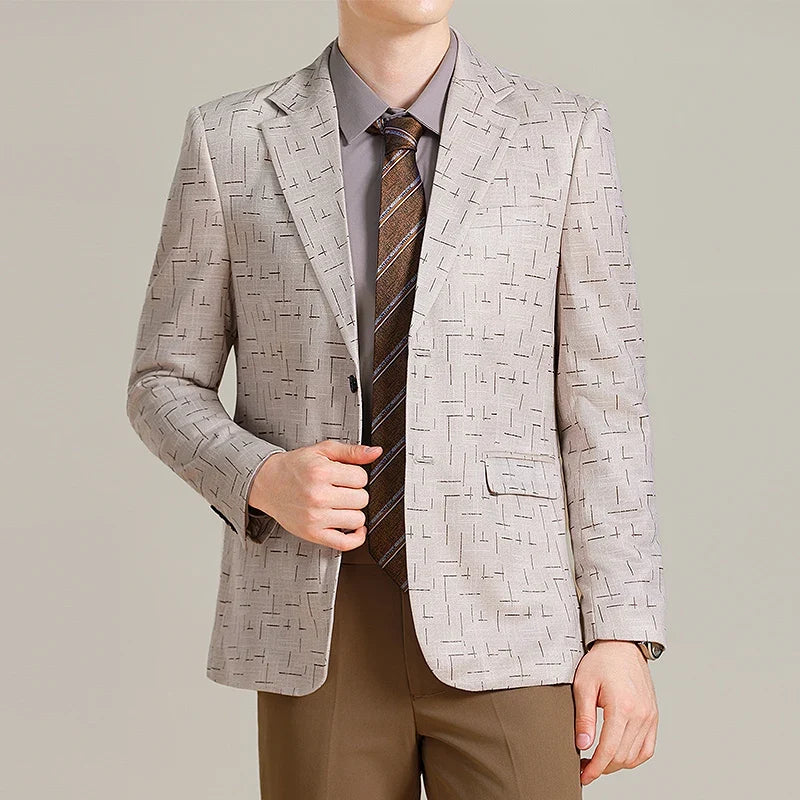 Autumn/Winter Korean Jacquard Casual Suit Jacket Men Slim Business Office Formal Suit Jackets Social Wedding Blazer Masculino