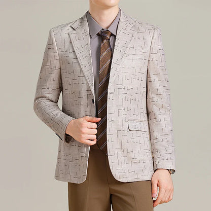 Autumn/Winter Korean Jacquard Casual Suit Jacket Men Slim Business Office Formal Suit Jackets Social Wedding Blazer Masculino