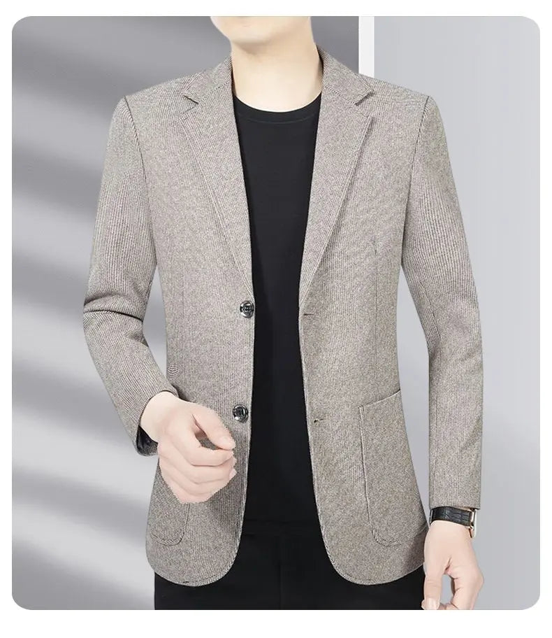 Blazer Men's Business Gentleman Wedding Fashionable Solid Color Best Man, Slimming and Casual Middle-aged and Elderly Blazer