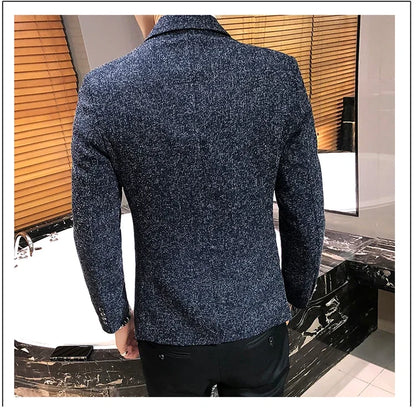Blazer New Boutique Men's Solid Color British Style Fashion Casual Business Job Interview Gentleman Party Best Man Dress Suit
