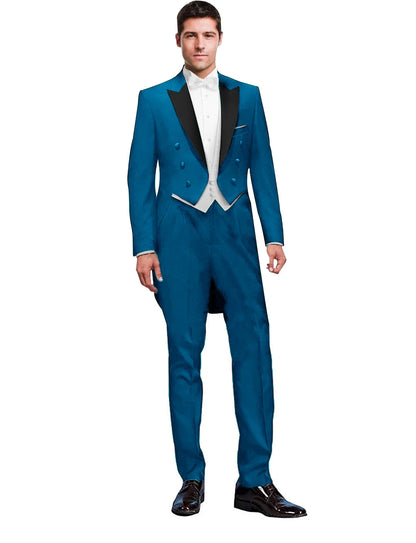 Costume 3 Pièces Solide pour Homme, Smoking de Mariage, Blazer Long, Garçon d'Honneur, Bal de Promo, Costume Masculin Tendance (Veste+Gilet+Pantalon)
