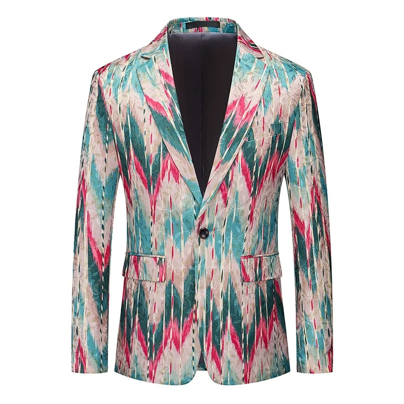 Men's Jacquard Blazer Slim Fit Single Breasted Smart Casual & Formal Wedding Jacket
