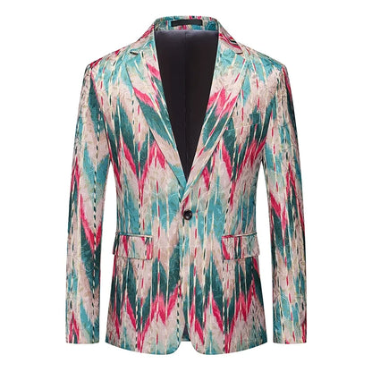 Men's Jacquard Blazer Slim Fit Single Breasted Smart Casual & Formal Wedding Jacket