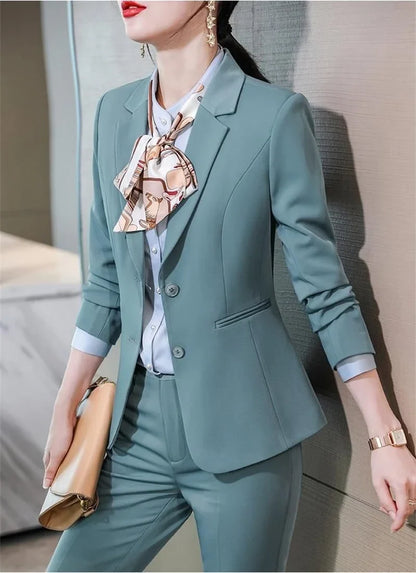 2025 New Blazer Trousers Women's Suit Sets Long Sleeve Jacket Blazer Casual Office Ladies Pantsuit For Business Clothing