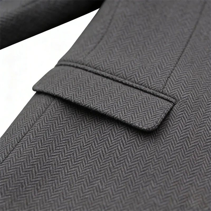Premium Men's Suit Gray Blazer Prom Tuxedos Herringbone Tweed Single Breasted Formal Bussiness Jacket for Wedding Daily Wear