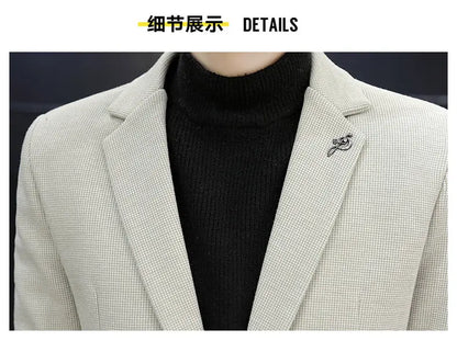 Blazer: An Outdoor Fashion Business Gentleman Pure Color Wedding Host Slim-fit Casual Korean-style Versatile Men Fleece Blazer