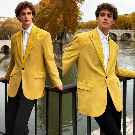 Men Suits Suede Tailor-Made 2 Pieces Sheer Lapel One-Button High Quality Fashion Formal Wedding Business Causal Prom Customized