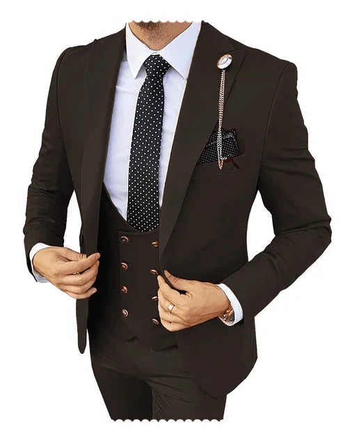 Slim Fit Peaked Lapel Mens Suits Green Business Wedding Tuxedo Fashion Groom Outfit Blazer with Vest And Pants for Prom Party