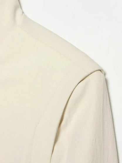 Women's Minimalist Cropped Blazer Stand Collar Suit Jacket Elegant Office Business Casual Long Sleeve Short Coat